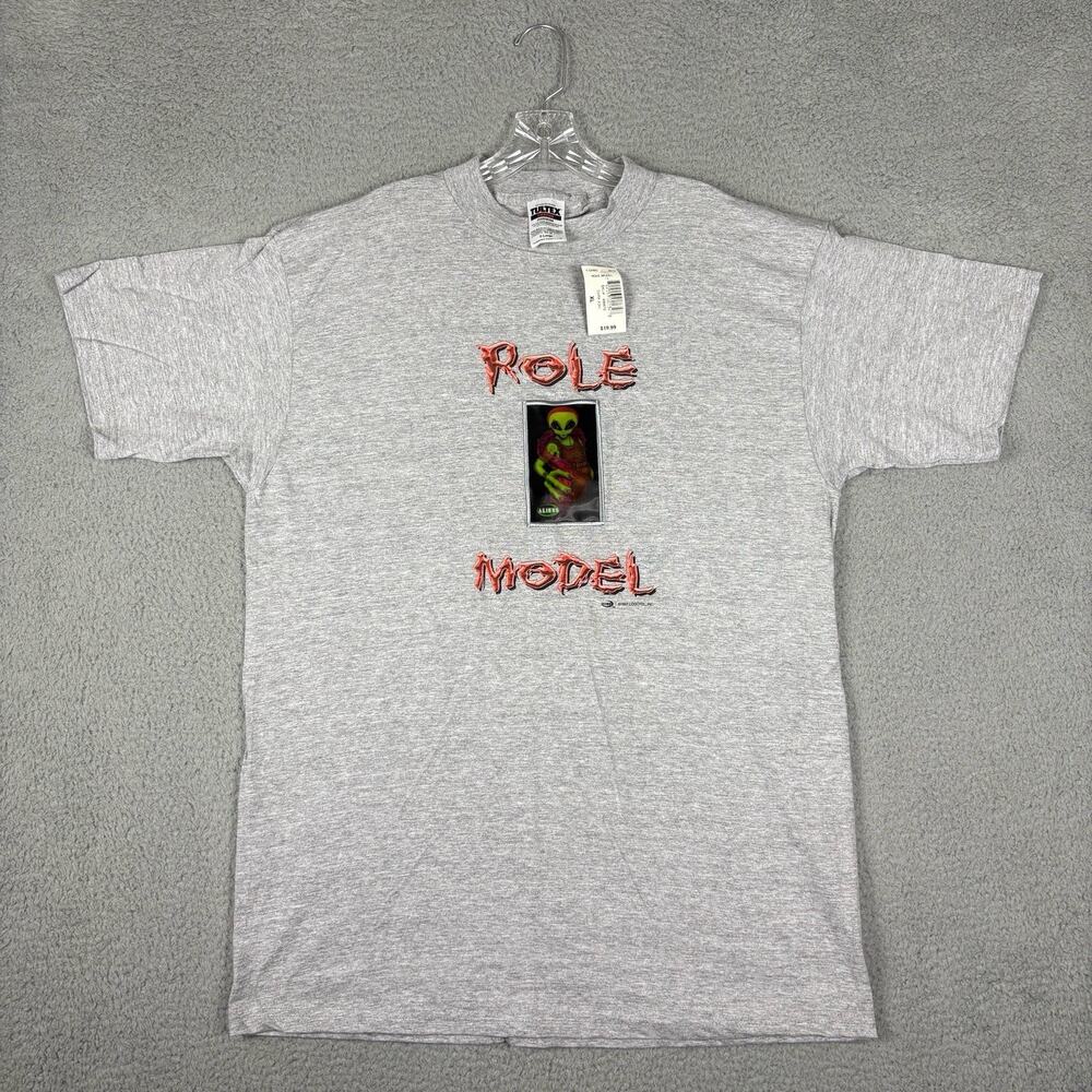 Vtg Dennis Rodman Aliens T-Shirt Men’s XL Gray Hologram Chicago Bulls 90s RARE